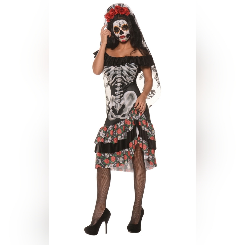 Queen of the Dead Halloween Costume Dress, Day of the Dead, XL 💀